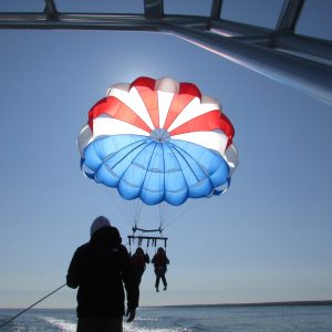 a parachute in the water
